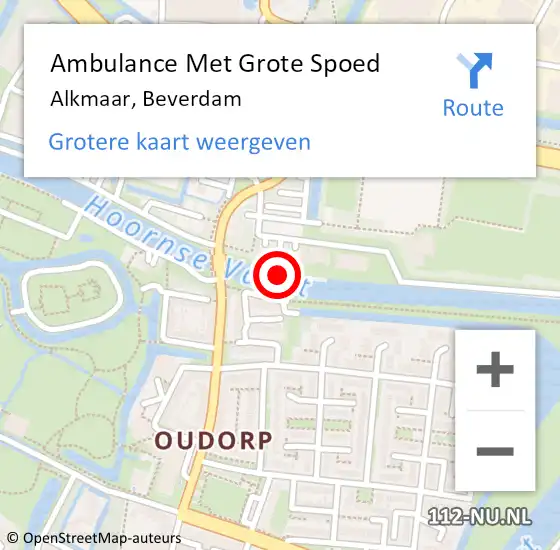 Locatie op kaart van de 112 melding: Ambulance Met Grote Spoed Naar Alkmaar, Beverdam op 10 december 2022 15:00