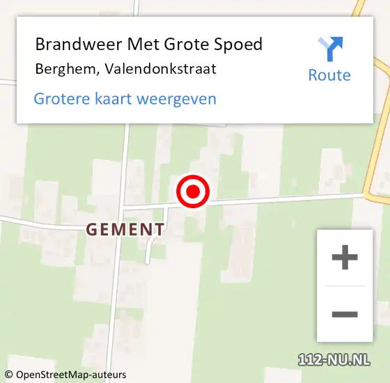 Locatie op kaart van de 112 melding: Brandweer Met Grote Spoed Naar Berghem, Valendonkstraat op 10 december 2022 15:37