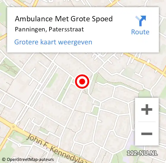 Locatie op kaart van de 112 melding: Ambulance Met Grote Spoed Naar Panningen, Patersstraat op 7 augustus 2014 21:09