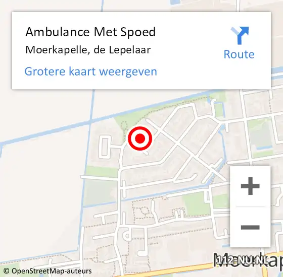 Locatie op kaart van de 112 melding: Ambulance Met Spoed Naar Moerkapelle, de Lepelaar op 10 december 2022 17:14