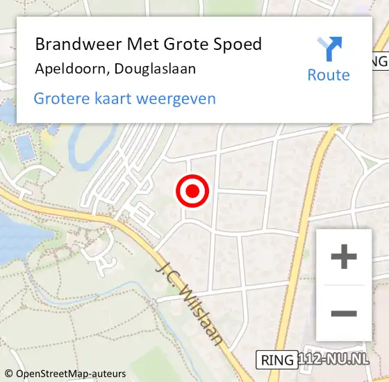 Locatie op kaart van de 112 melding: Brandweer Met Grote Spoed Naar Apeldoorn, Douglaslaan op 10 december 2022 17:16