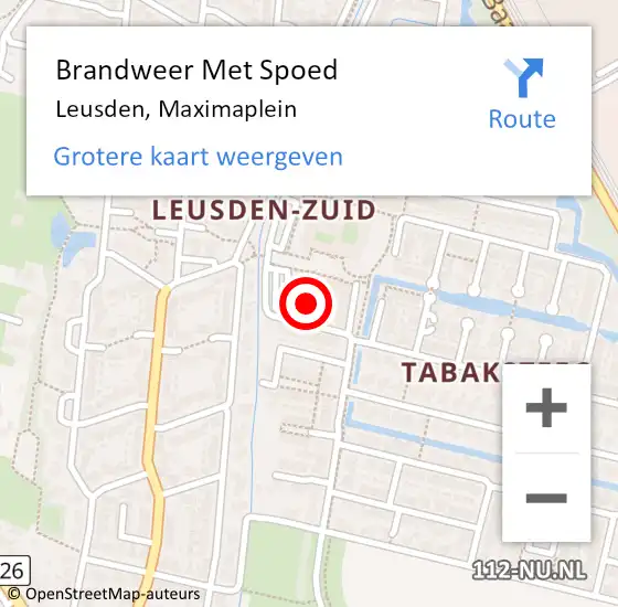 Locatie op kaart van de 112 melding: Brandweer Met Spoed Naar Leusden, Maximaplein op 10 december 2022 17:21