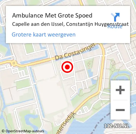 Locatie op kaart van de 112 melding: Ambulance Met Grote Spoed Naar Capelle aan den IJssel, Constantijn Huygensstraat op 10 december 2022 17:25