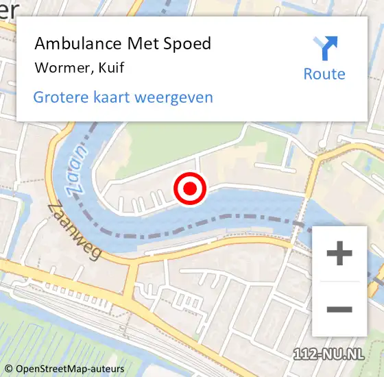 Locatie op kaart van de 112 melding: Ambulance Met Spoed Naar Wormer, Kuif op 10 december 2022 17:37