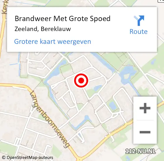 Locatie op kaart van de 112 melding: Brandweer Met Grote Spoed Naar Zeeland, Bereklauw op 10 december 2022 17:54