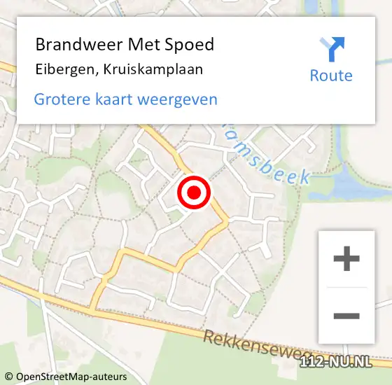 Locatie op kaart van de 112 melding: Brandweer Met Spoed Naar Eibergen, Kruiskamplaan op 10 december 2022 17:55