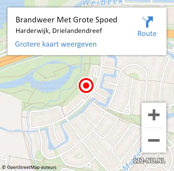 Locatie op kaart van de 112 melding: Brandweer Met Grote Spoed Naar Harderwijk, Drielandendreef op 10 december 2022 17:59