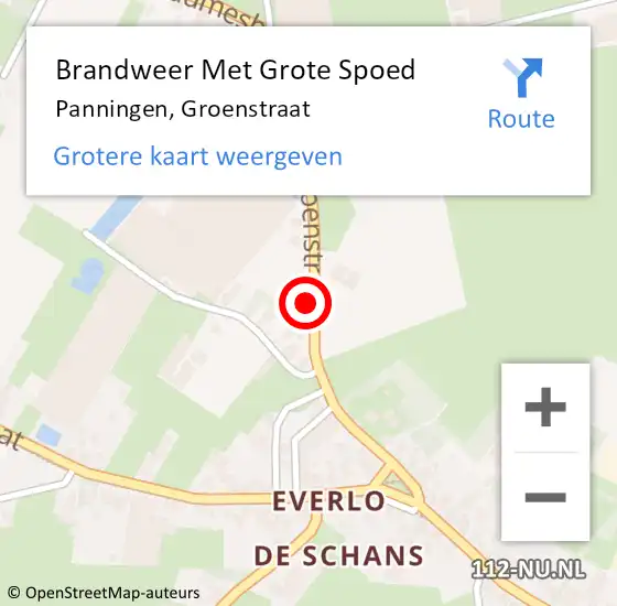 Locatie op kaart van de 112 melding: Brandweer Met Grote Spoed Naar Panningen, Groenstraat op 10 december 2022 18:17