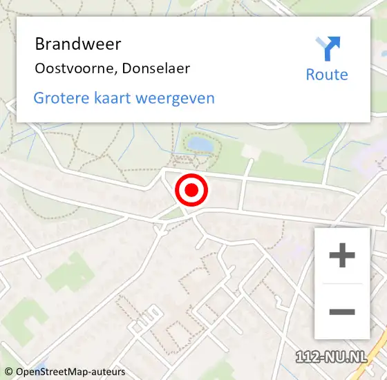 Locatie op kaart van de 112 melding: Brandweer Oostvoorne, Donselaer op 10 december 2022 18:37