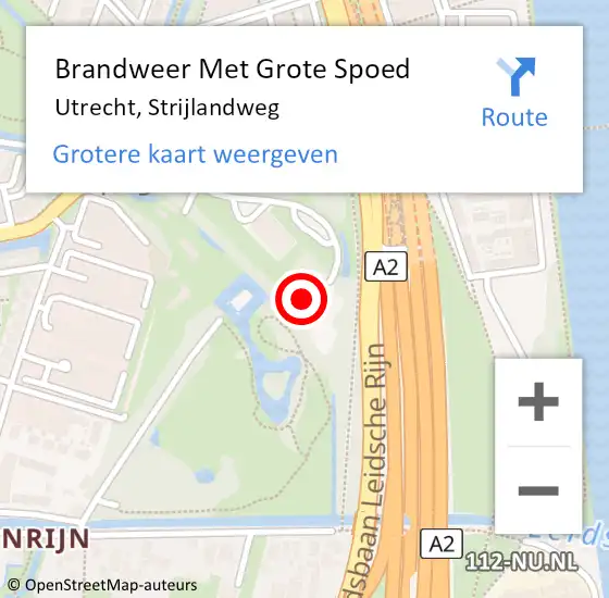 Locatie op kaart van de 112 melding: Brandweer Met Grote Spoed Naar Utrecht, Strijlandweg op 10 december 2022 18:42