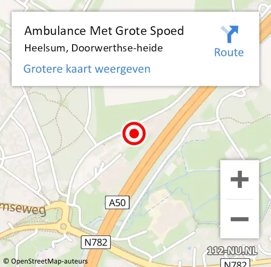 Locatie op kaart van de 112 melding: Ambulance Met Grote Spoed Naar Heelsum, Doorwerthse-heide op 10 december 2022 19:02