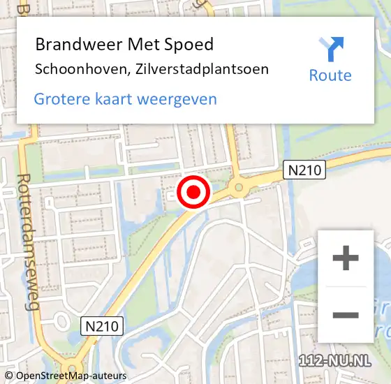 Locatie op kaart van de 112 melding: Brandweer Met Spoed Naar Schoonhoven, Zilverstadplantsoen op 10 december 2022 19:33