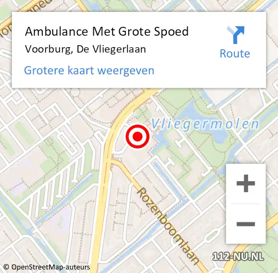 Locatie op kaart van de 112 melding: Ambulance Met Grote Spoed Naar Voorburg, De Vliegerlaan op 10 december 2022 19:59