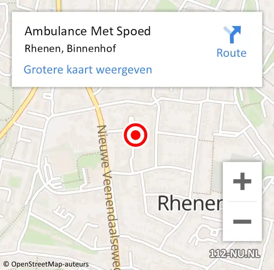 Locatie op kaart van de 112 melding: Ambulance Met Spoed Naar Rhenen, Binnenhof op 10 december 2022 20:45