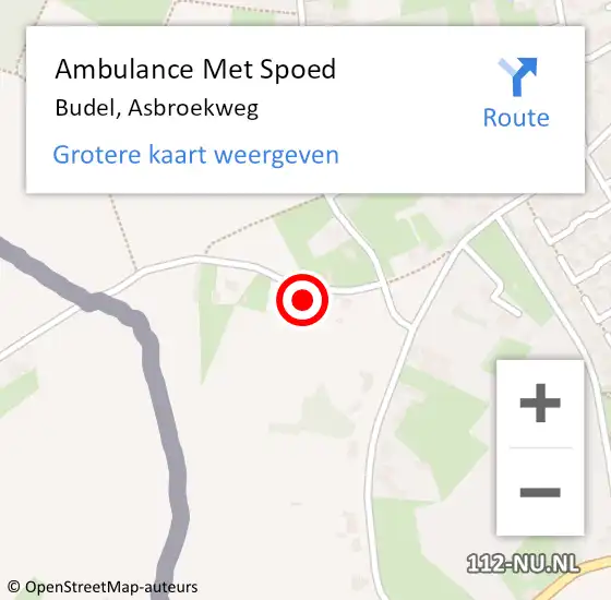 Locatie op kaart van de 112 melding: Ambulance Met Spoed Naar Budel, Asbroekweg op 7 augustus 2014 21:50