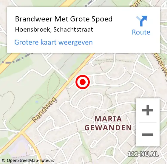 Locatie op kaart van de 112 melding: Brandweer Met Grote Spoed Naar Hoensbroek, Schachtstraat op 10 december 2022 20:58