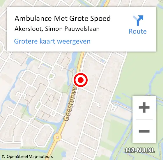 Locatie op kaart van de 112 melding: Ambulance Met Grote Spoed Naar Akersloot, Simon Pauwelslaan op 10 december 2022 21:07