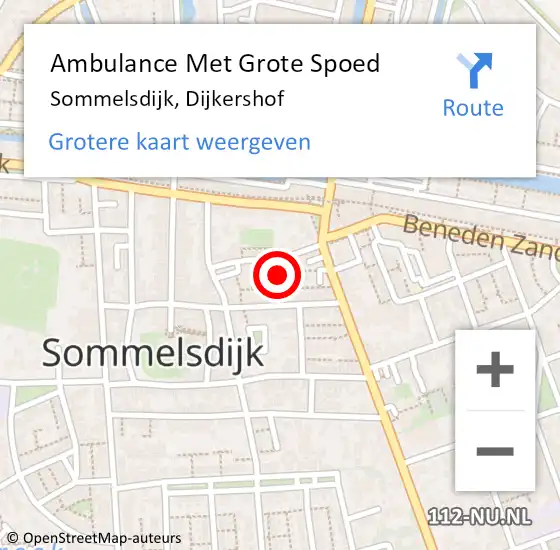 Locatie op kaart van de 112 melding: Ambulance Met Grote Spoed Naar Sommelsdijk, Dijkershof op 10 december 2022 21:09