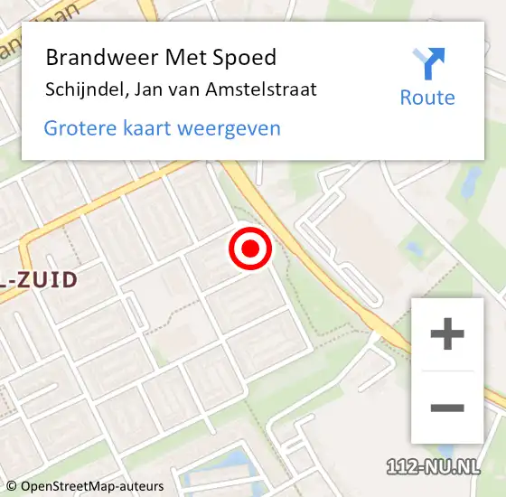 Locatie op kaart van de 112 melding: Brandweer Met Spoed Naar Schijndel, Jan van Amstelstraat op 10 december 2022 21:15