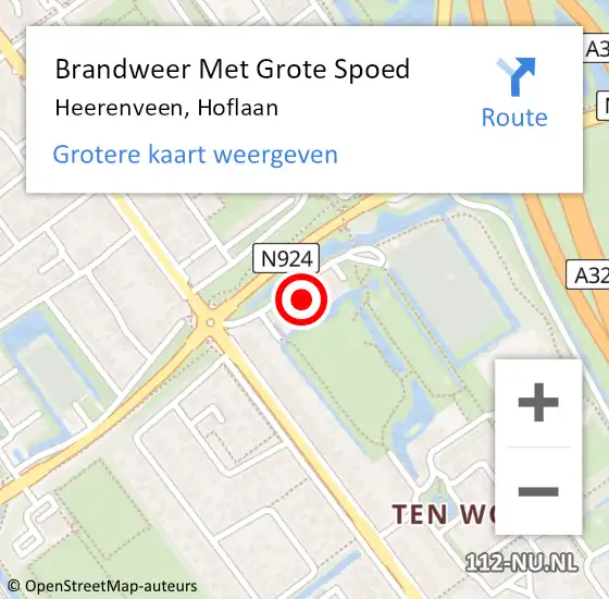 Locatie op kaart van de 112 melding: Brandweer Met Grote Spoed Naar Heerenveen, Hoflaan op 10 december 2022 21:22