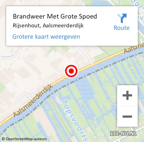 Locatie op kaart van de 112 melding: Brandweer Met Grote Spoed Naar Rijsenhout, Aalsmeerderdijk op 10 december 2022 21:34