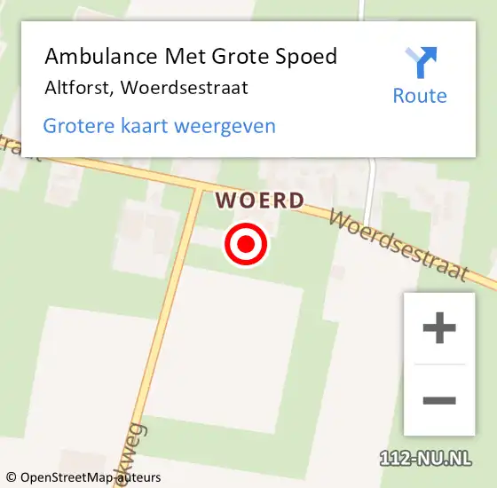 Locatie op kaart van de 112 melding: Ambulance Met Grote Spoed Naar Altforst, Woerdsestraat op 7 augustus 2014 22:00