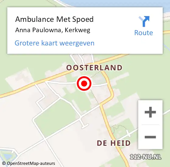 Locatie op kaart van de 112 melding: Ambulance Met Spoed Naar Den Oever, Kerkweg op 10 december 2022 23:09