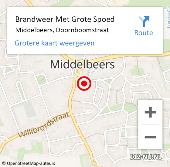 Locatie op kaart van de 112 melding: Brandweer Met Grote Spoed Naar Middelbeers, Doornboomstraat op 10 december 2022 23:31