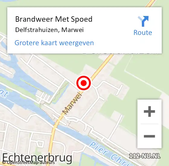 Locatie op kaart van de 112 melding: Brandweer Met Spoed Naar Delfstrahuizen, Marwei op 10 december 2022 23:59