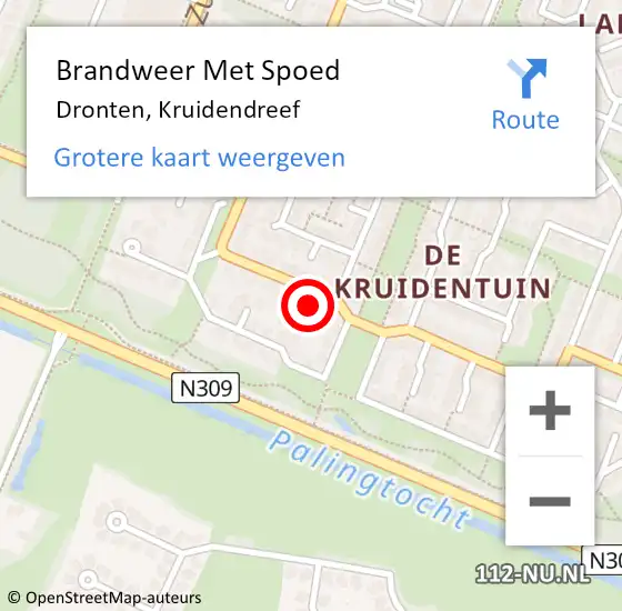 Locatie op kaart van de 112 melding: Brandweer Met Spoed Naar Dronten, Kruidendreef op 11 december 2022 00:00