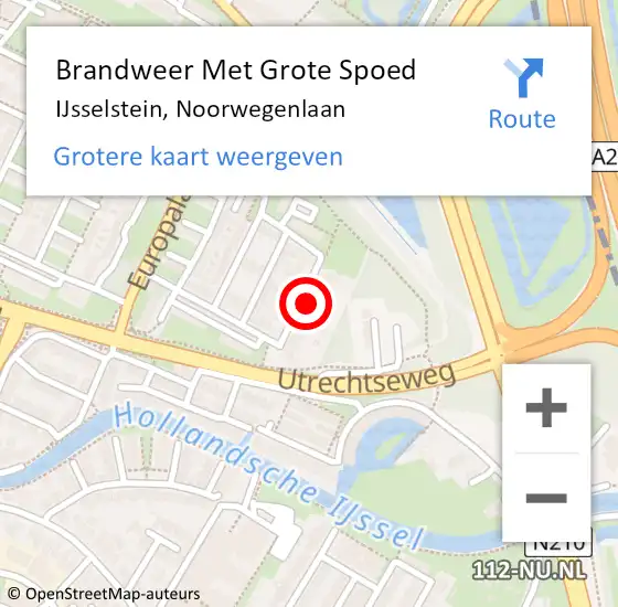 Locatie op kaart van de 112 melding: Brandweer Met Grote Spoed Naar IJsselstein, Noorwegenlaan op 11 december 2022 00:10