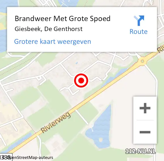 Locatie op kaart van de 112 melding: Brandweer Met Grote Spoed Naar Giesbeek, De Genthorst op 11 december 2022 00:15