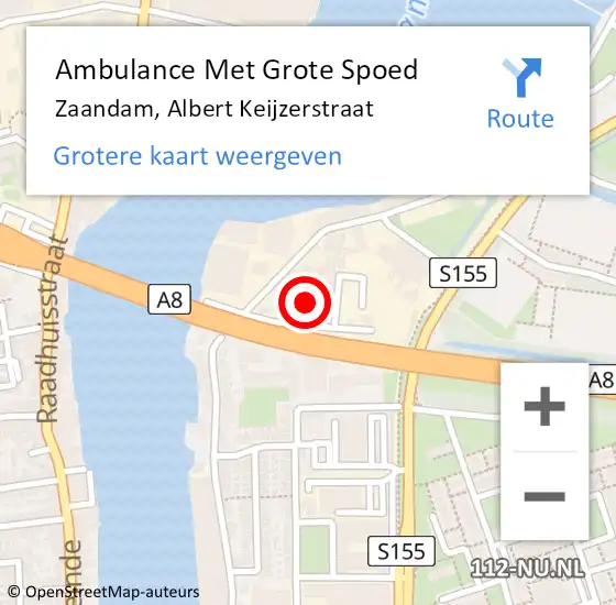 Locatie op kaart van de 112 melding: Ambulance Met Grote Spoed Naar Zaandam, Albert Keijzerstraat op 11 december 2022 00:25