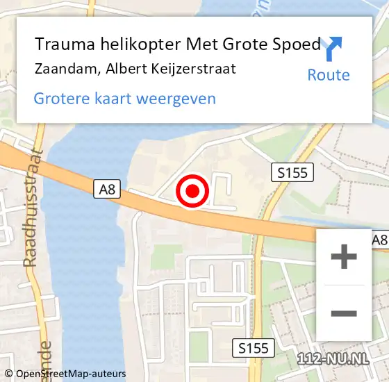 Locatie op kaart van de 112 melding: Trauma helikopter Met Grote Spoed Naar Zaandam, Albert Keijzerstraat op 11 december 2022 00:26