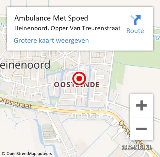 Locatie op kaart van de 112 melding: Ambulance Met Spoed Naar Heinenoord, Opper Van Treurenstraat op 11 december 2022 00:37