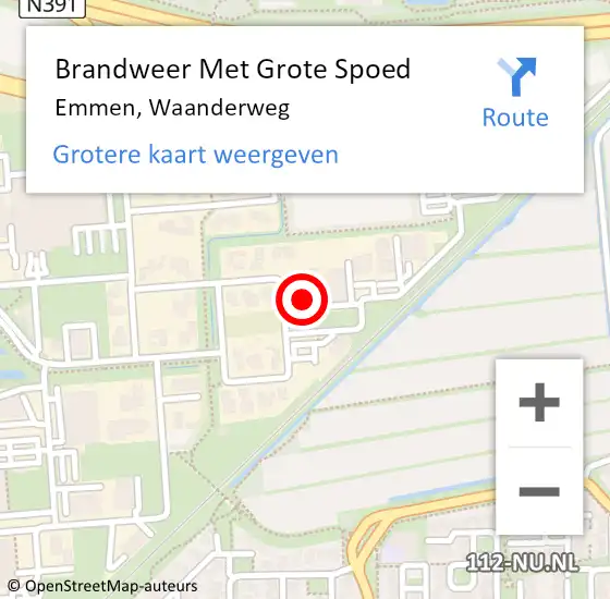 Locatie op kaart van de 112 melding: Brandweer Met Grote Spoed Naar Emmen, Waanderweg op 11 december 2022 01:05