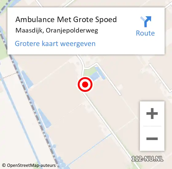 Locatie op kaart van de 112 melding: Ambulance Met Grote Spoed Naar Maasdijk, Oranjepolderweg op 11 december 2022 01:35