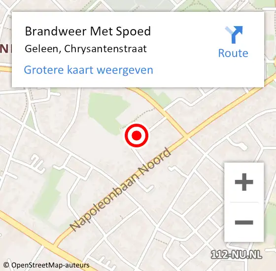 Locatie op kaart van de 112 melding: Brandweer Met Spoed Naar Geleen, Chrysantenstraat op 11 december 2022 02:31