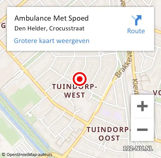 Locatie op kaart van de 112 melding: Ambulance Met Spoed Naar Den Helder, Crocusstraat op 11 december 2022 02:32