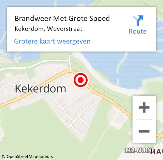Locatie op kaart van de 112 melding: Brandweer Met Grote Spoed Naar Kekerdom, Weverstraat op 7 augustus 2014 22:24