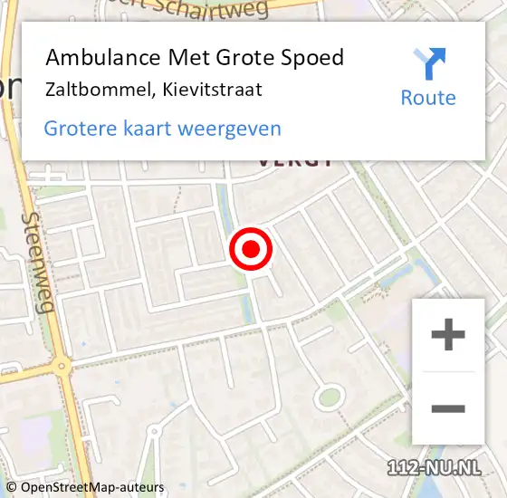 Locatie op kaart van de 112 melding: Ambulance Met Grote Spoed Naar Zaltbommel, Kievitstraat op 11 december 2022 02:54