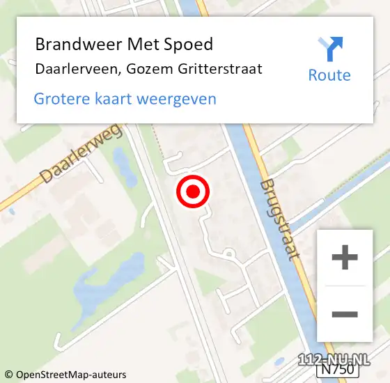 Locatie op kaart van de 112 melding: Brandweer Met Spoed Naar Daarlerveen, Gozem Gritterstraat op 11 december 2022 03:04