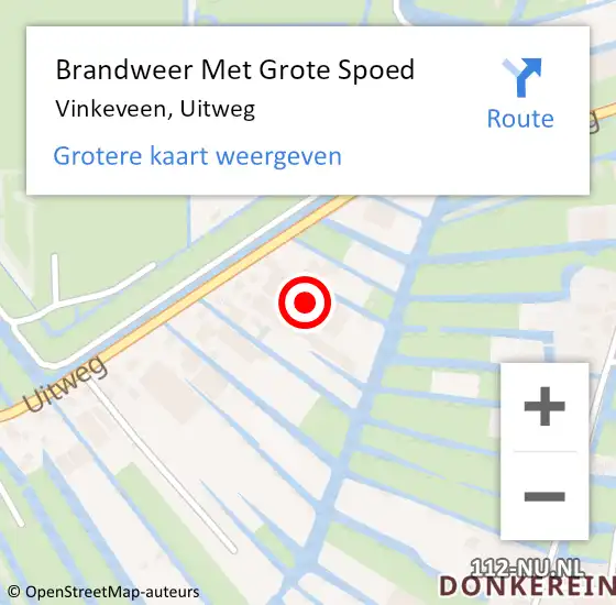 Locatie op kaart van de 112 melding: Brandweer Met Grote Spoed Naar Vinkeveen, Uitweg op 11 december 2022 04:25