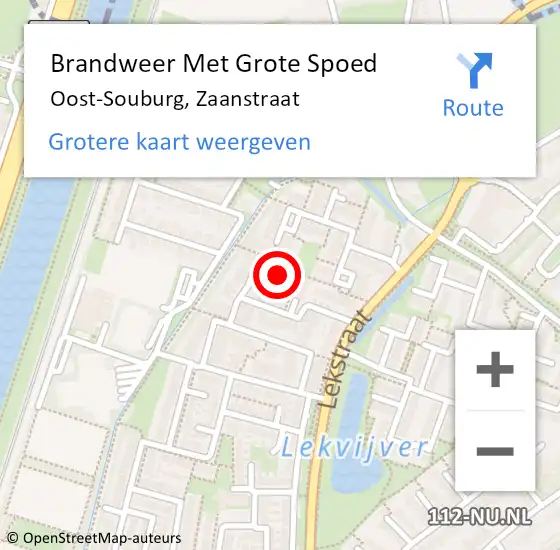 Locatie op kaart van de 112 melding: Brandweer Met Grote Spoed Naar Oost-Souburg, Zaanstraat op 11 december 2022 05:39