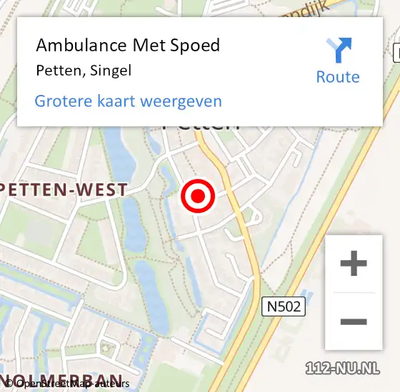 Locatie op kaart van de 112 melding: Ambulance Met Spoed Naar Petten, Singel op 11 december 2022 07:05