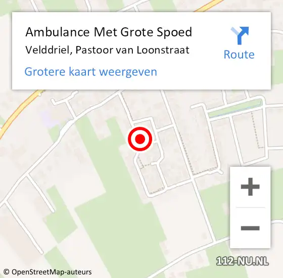 Locatie op kaart van de 112 melding: Ambulance Met Grote Spoed Naar Velddriel, Pastoor van Loonstraat op 11 december 2022 07:23