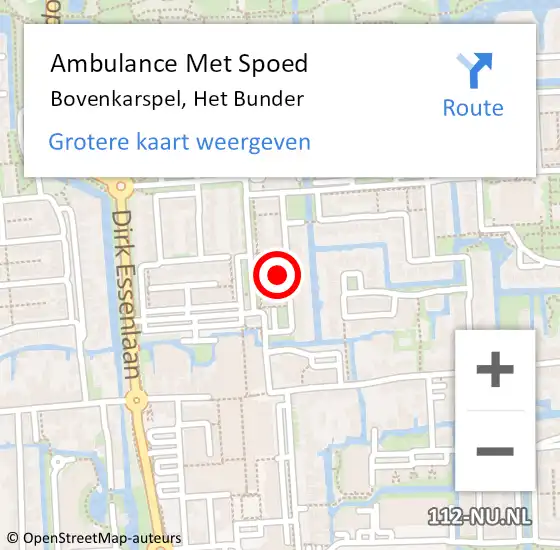 Locatie op kaart van de 112 melding: Ambulance Met Spoed Naar Bovenkarspel, Het Bunder op 11 december 2022 07:45