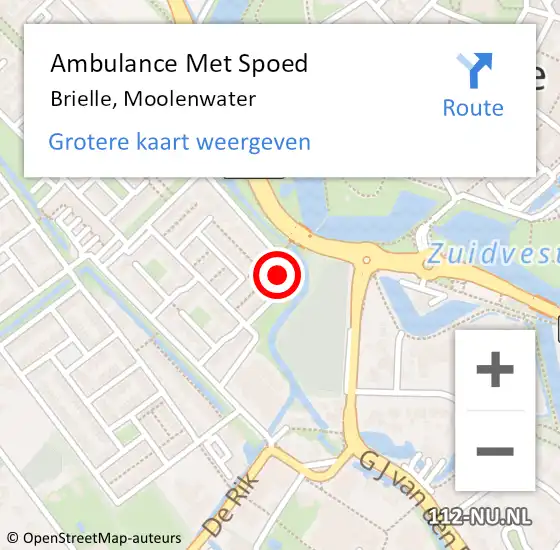 Locatie op kaart van de 112 melding: Ambulance Met Spoed Naar Brielle, Moolenwater op 11 december 2022 07:46