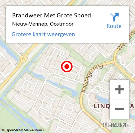 Locatie op kaart van de 112 melding: Brandweer Met Grote Spoed Naar Nieuw-Vennep, Oostmoor op 11 december 2022 08:02