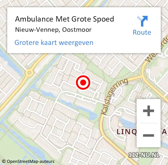 Locatie op kaart van de 112 melding: Ambulance Met Grote Spoed Naar Nieuw-Vennep, Oostmoor op 11 december 2022 08:02